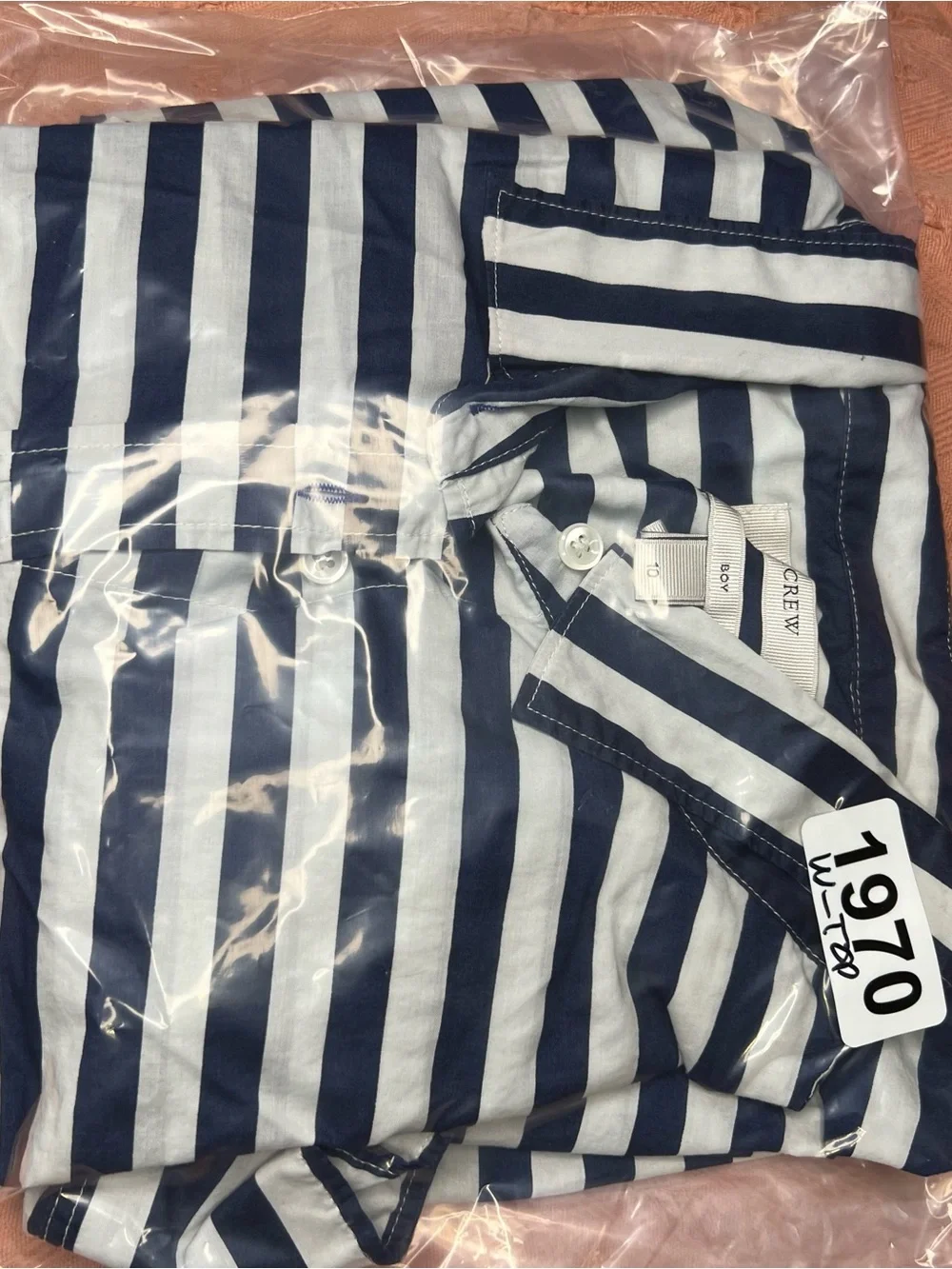 J. Crew Boy Navy White Striped Button-Down Women’s Shirt Sz 10 Academia Preppy